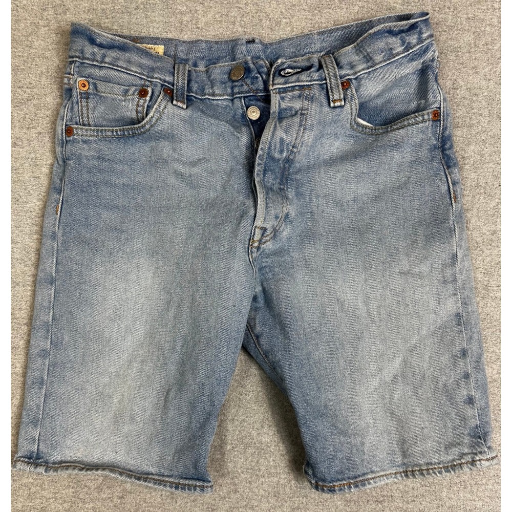 Levis Premium 501 Jean Shorts 28x8 Light Wash Great Fade Button Fly Straight